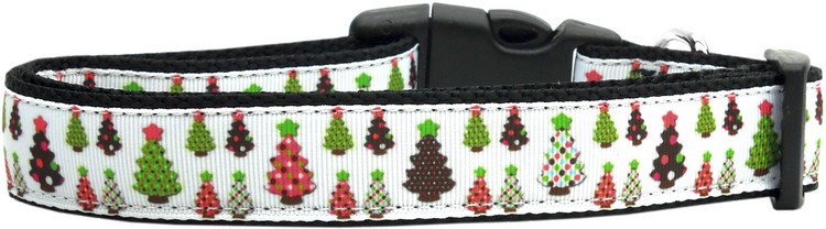 Designer Christmas Trees Nylon Dog Collar XS